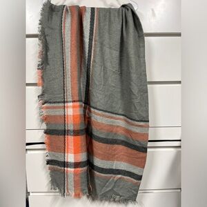 New Blanket Scarf Orange and Grey
